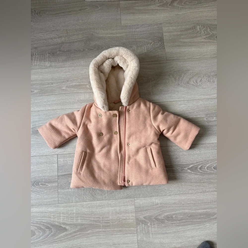 Charming Peach Kids Puffer Coat with Hood